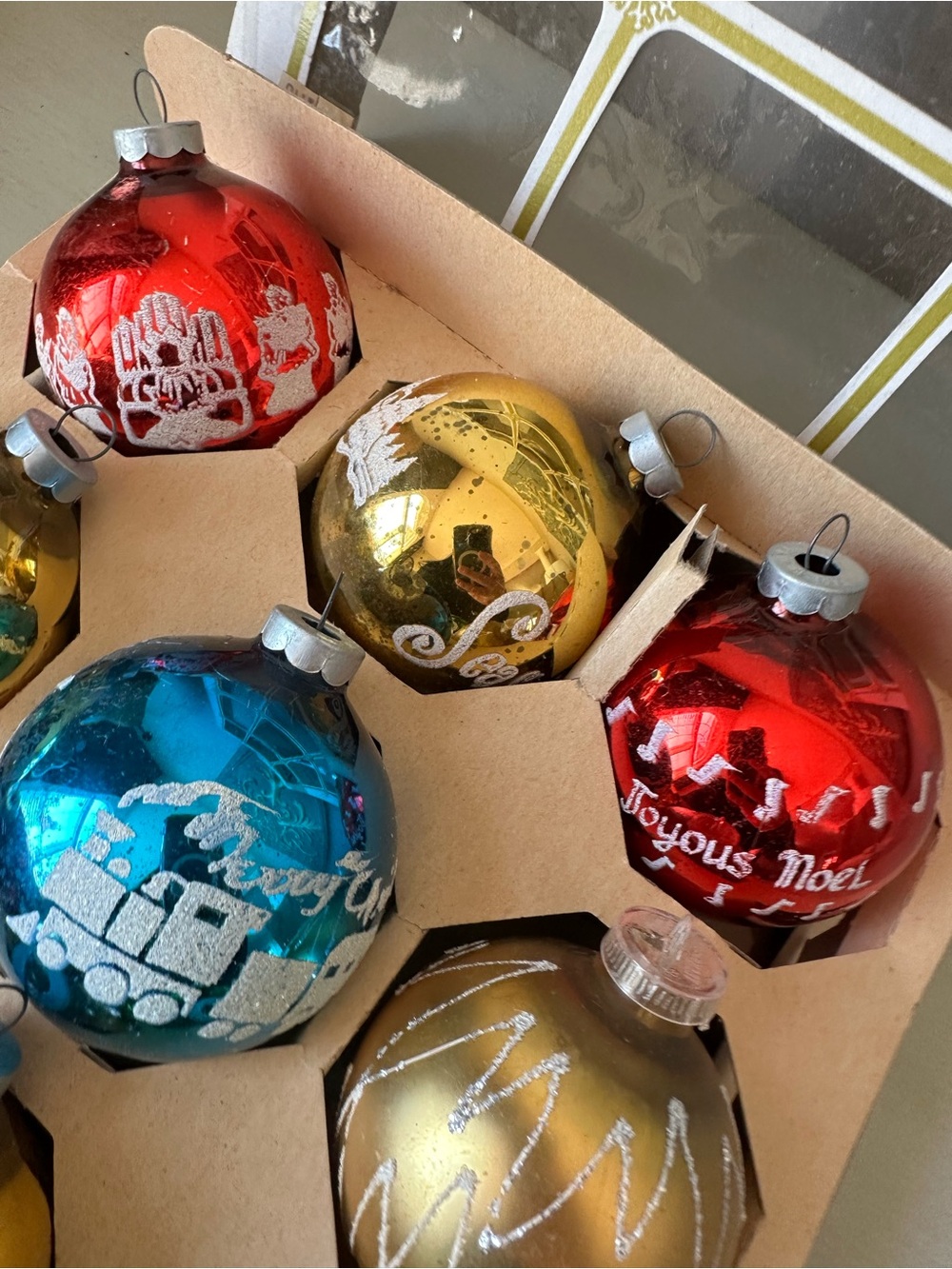 Vintage stenciled glass Christmas ornaments full box shiny brite like - Picture 8 of 12